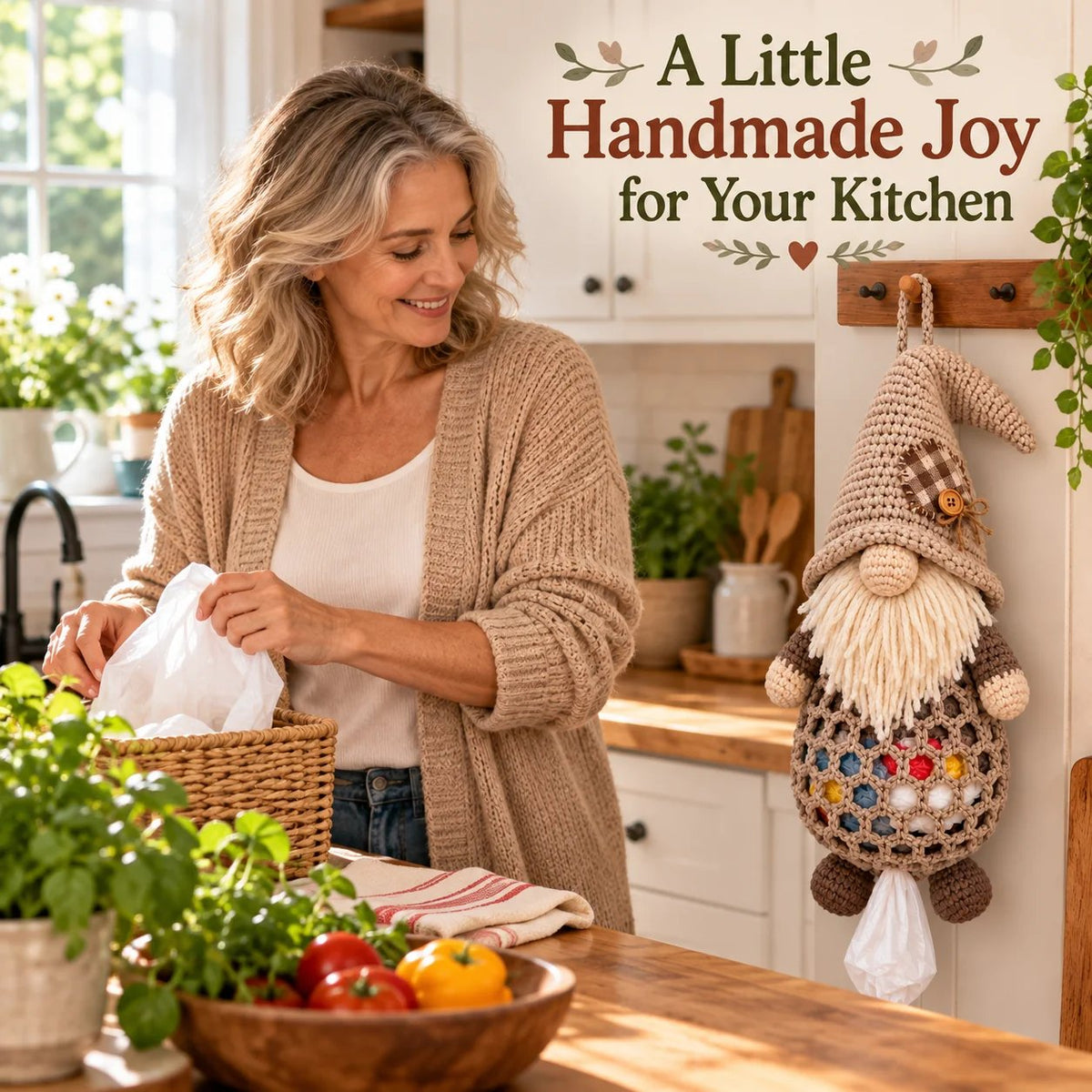🧶 Gnome Kitchen Keepers | Crochet Bag Holder Collection 🌿