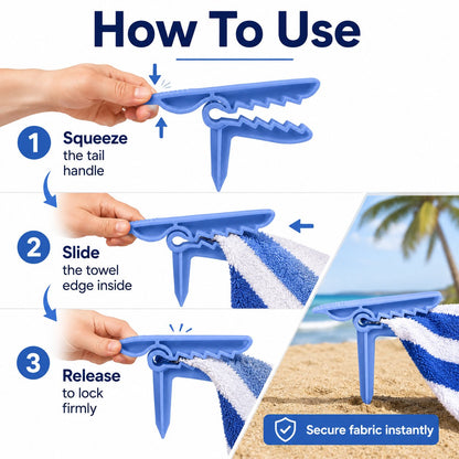 🦖 Dinosaur Shape Beach Towel Clips | Windproof Sand Secure Holder