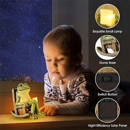 🐸 Solar-Powered Frog Garden Statue – Decorative Lighted Sculpture