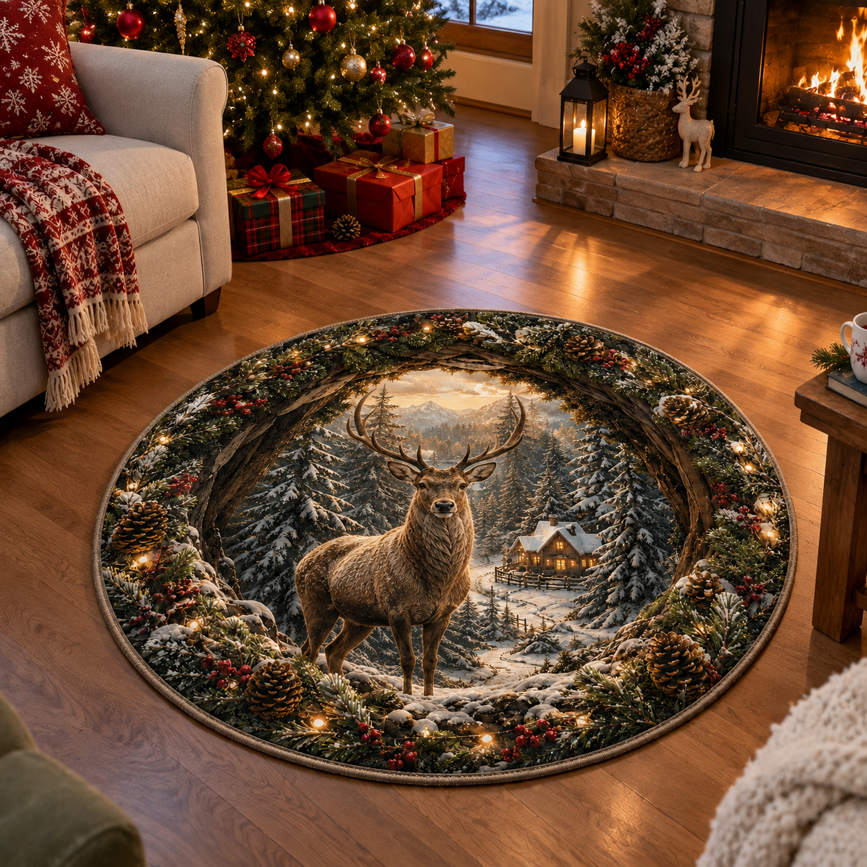 🎄 Christmas 3D Illusion Rug – Portal Floor Decor