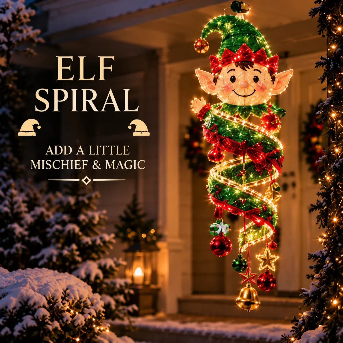 ⏳ Last Day 49% OFF – 🎄Christmas Magic Spiral™ Hanging LED Light Collection – 9 Festive Designs ✨ | Suspended Glowing Characters with Spiral Lights & Hanging Details for Porches, Windows, Entryways & Holiday Displays