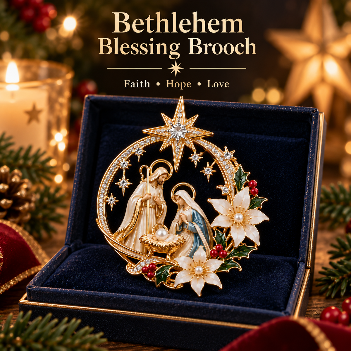 ✨Last Day 49% OFF✨ Bethlehem Star Blessing Brooch™ – Nativity Christmas Faith Gift
