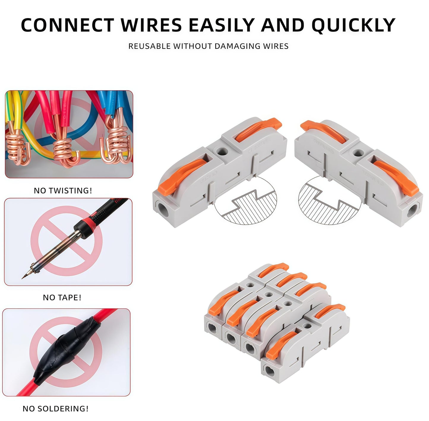 Universal Quick Lever Electrical Wire Connectors (24-12 AWG) Assortment (30/60Pcs)