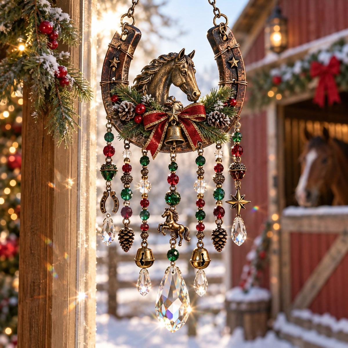 🐎Christmas at the Stable Horseshoe Suncatcher