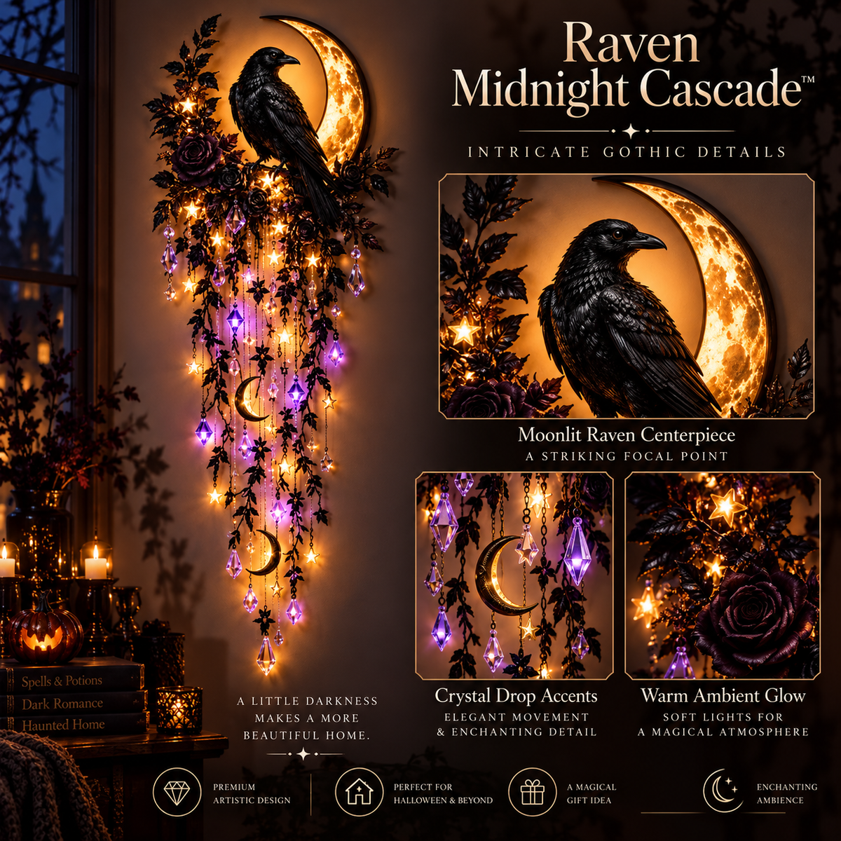 Halloween cascade wall light decorative details