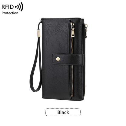 🔥Last Day 49% OFF-Women's long wallet, stylish clutch, elegant solid color RFID blocking leather wallet