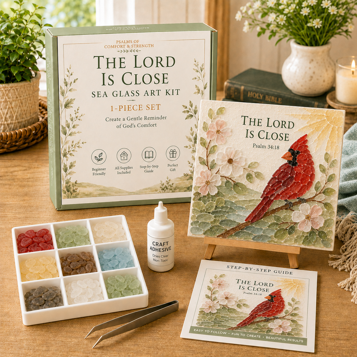 🔥 LAST DAY 49% OFF✝️ Psalms of Comfort & Strength Sea Glass Art Kit