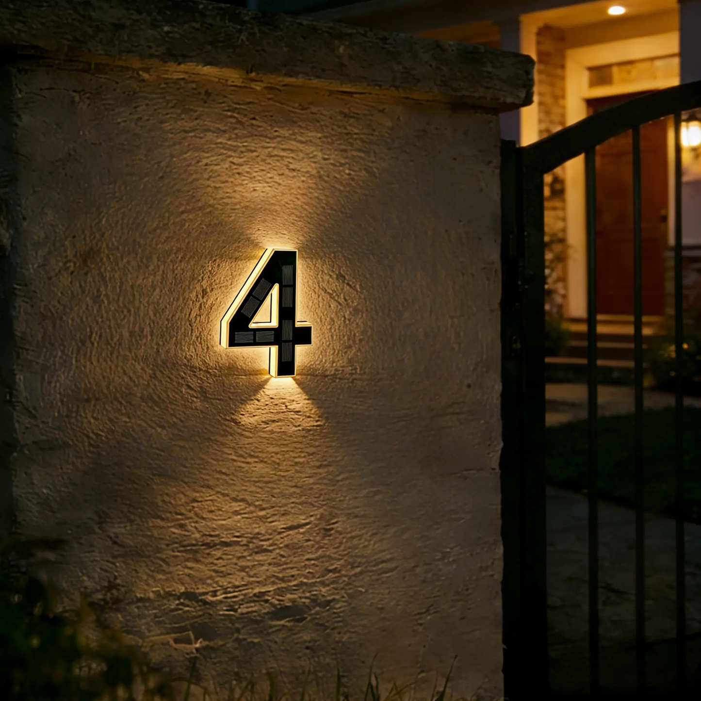 Solar Lighted House Numbers 9 Inch Waterproof LED Address Signs for Outside Modern House Numbers