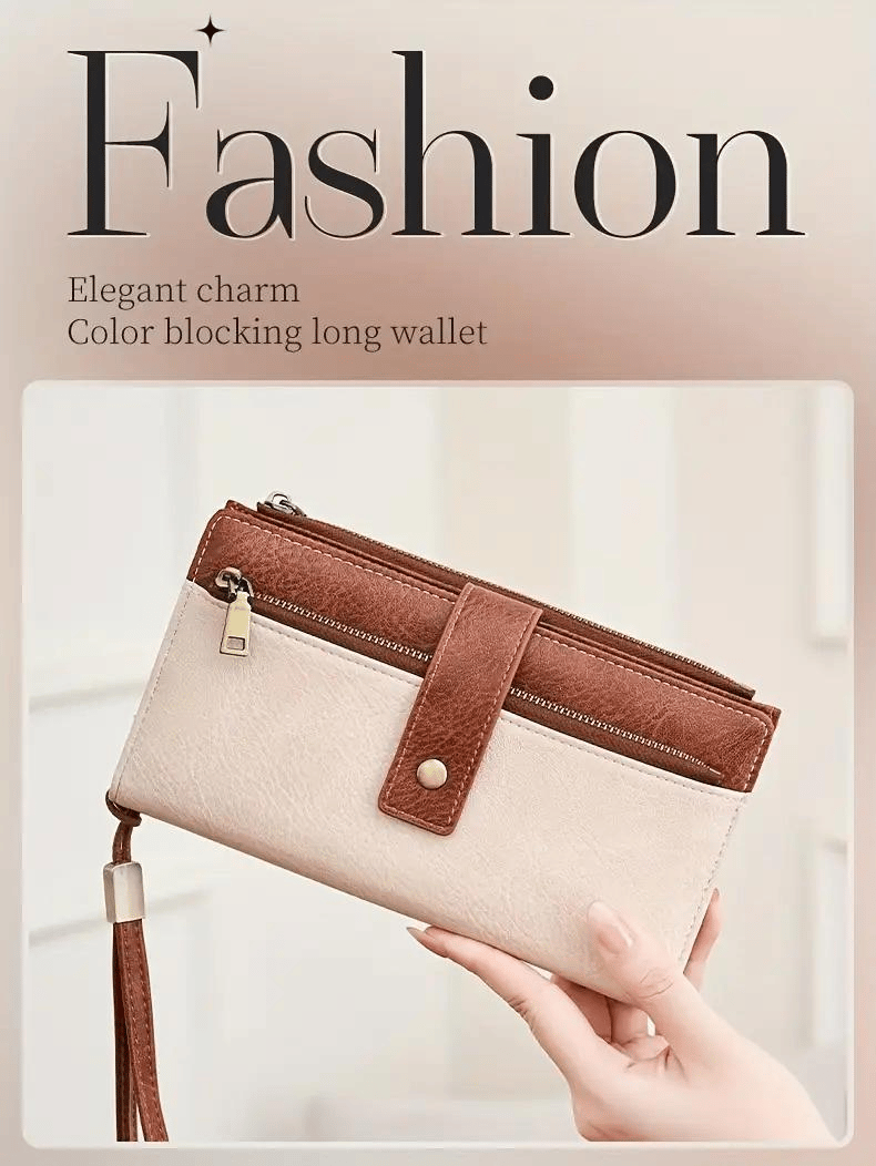 🔥Last Day 49% OFF-Women's long wallet, stylish clutch, elegant solid color RFID blocking leather wallet
