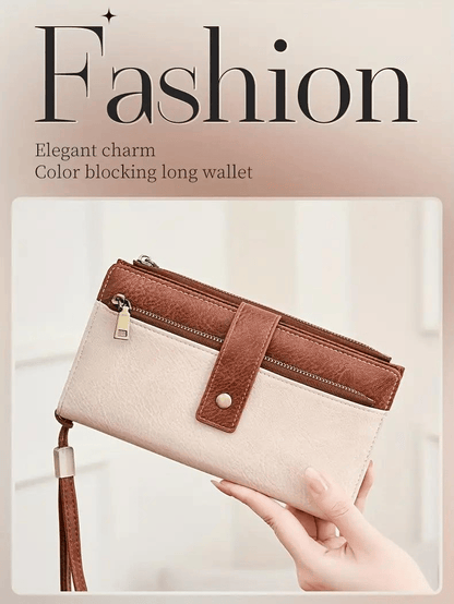 🔥Last Day 49% OFF-Women's long wallet, stylish clutch, elegant solid color RFID blocking leather wallet