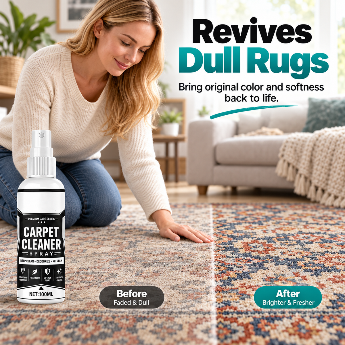 🧴🧽 Deep Cleaning Carpet Spray – Easily Lift Stains & Refresh Carpets! ✨🍀