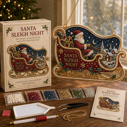 ⏳ Last Day 49% OFF – 🎄Beginner-Friendly Christmas Memories Pearl & Rhinestone DIY Kit | 6 Festive Hanging Designs with Printed Base, Pearls, Rhinestones, Tools & Hanging Chain Included 💕