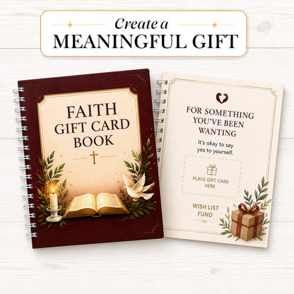 ✝️ FAITH GIFT CARD BOOK 📖 14 Themed Pages, Hardcover & Durability Line
