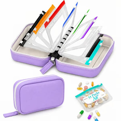 💊 A8 Waterproof Pill Organizer – 14 Large Zippered Pouches for A8 Binder