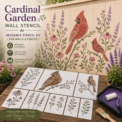 🌿 Garden Wall StencilTM Collection | 9 Reusable Mural Designs for Walls, Fences, Porches & Creative Outdoor Makeovers 🎨✨