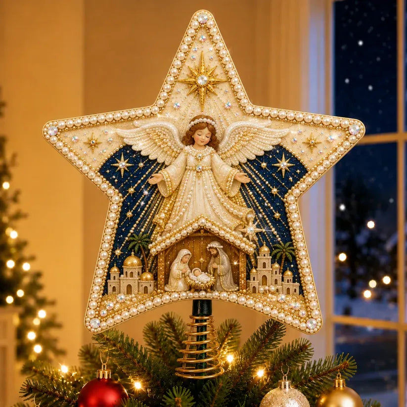 🔥LAST DAY 50% OFF - ⭐ Christian Faith Pearl Diamond Art Christmas Tree Topper Kit