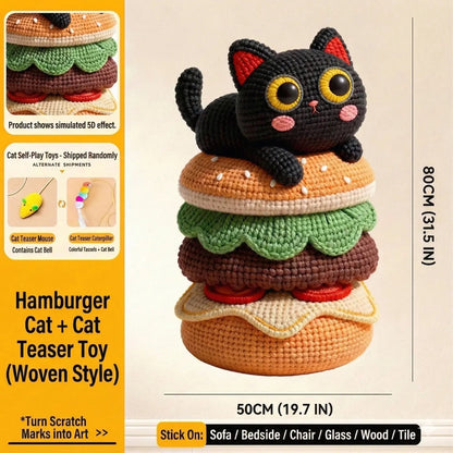 🐱SmartWell Cute Cat Scratcher Mat - 🛋️Kawaii Self-Adhesive Felt Wall Protector for Indoor Cats, Furniture & Door Protection