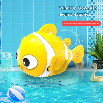 🐟🪸Baby bath clownfish wind-up toy for bathing, children's chain toy for water play