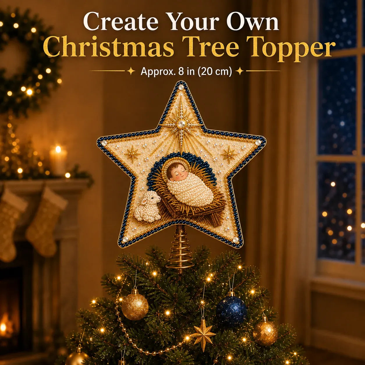 🔥LAST DAY 50% OFF - ⭐ Christian Faith Pearl Diamond Art Christmas Tree Topper Kit