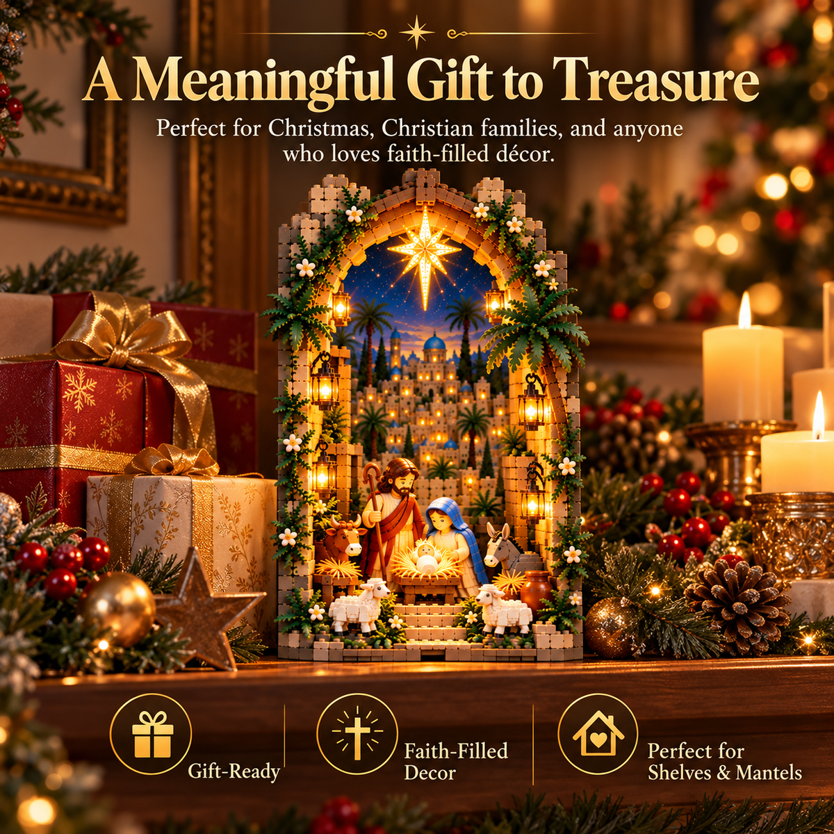 Lighted Bethlehem Nativity Book Nook Christmas gift
