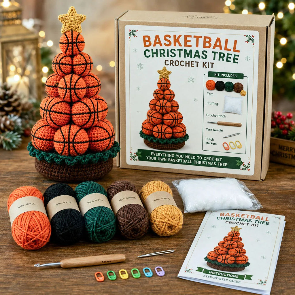 ⏳ Last Day 49% OFF – 🏆 Beginner-Friendly DIY Sports Ball Christmas Tree Crochet Kit Collection | Complete Kit with Coordinated Yarn, Stuffing, Crochet Materials & Step-by-Step Guide Included 💕