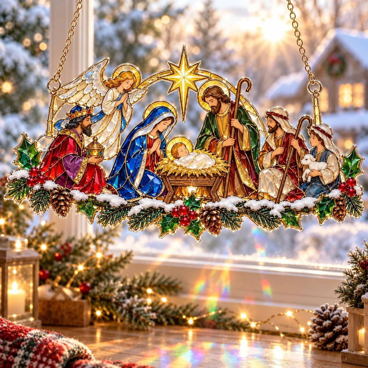 ✨ Whimsical Winter Suncatchers(11 types) | Shatterproof "Stained-Glass" Window Hangings 🎄