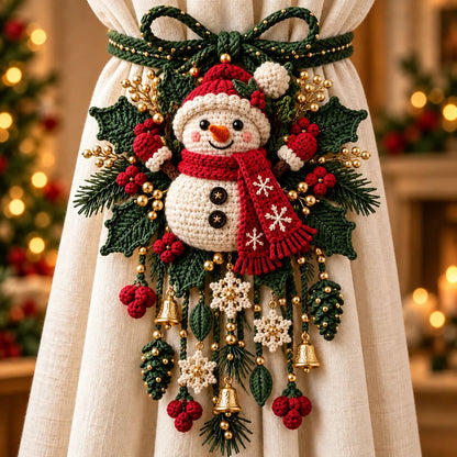 ⏳ Last Day 49% OFF – 🎄 Christmas Crochet Curtain Tieback DIY Kit | Beginner-Friendly Options, 8 Festive Designs 🧶