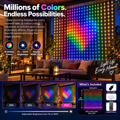 ✨ Turn Your Balcony Into A Giant LED Light Show! 🎄 Smart 400 LEDs Animated Mesh Screen 🎆📱