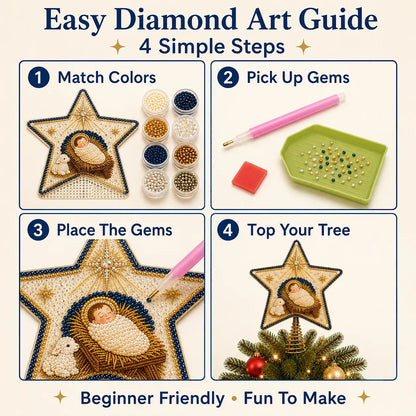 🔥LAST DAY 50% OFF - ⭐ Christian Faith Pearl Diamond Art Christmas Tree Topper Kit