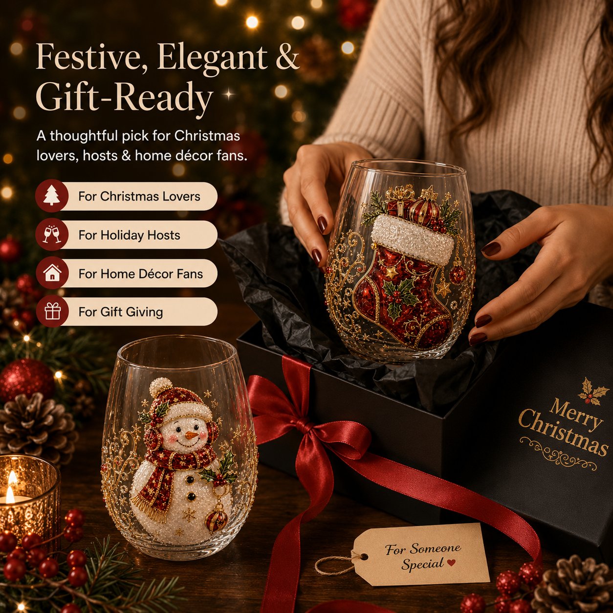 🎄LAST DAY 50% OFF✨ 3D Christmas Glass Art Cup
