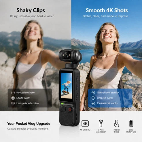 2026 4K Vlog Camera Pocket Stabilized Video Camera
