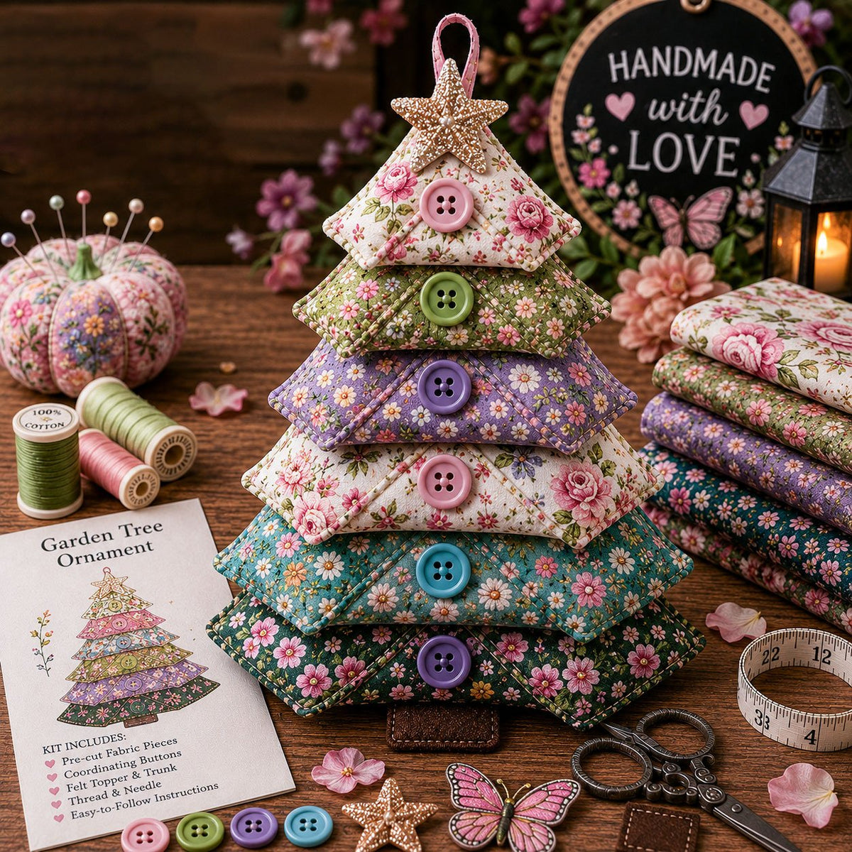 🔥Last Day 49% OFF - Layered Fabric Tree Ornament DIY Sewing Kit