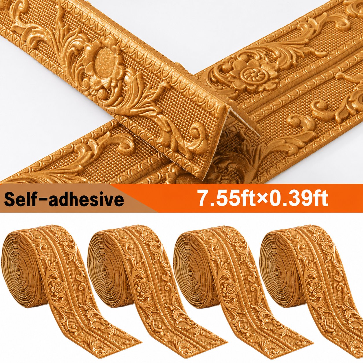 ✨Last Day 50% OFF✨4 Rolls Self-Adhesive Skirting Boards - 90 in Flexible Decorations