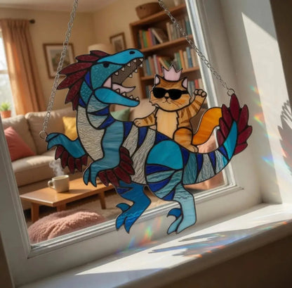 🔥Last Day 50% OFF – 🐉🐱  Stained Glass Suncatcher ✨