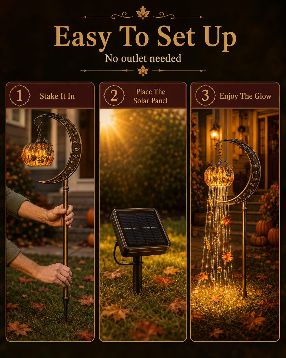 🎃 Harvest Moon Pumpkin Glow™ Solar Cascade Yard Light