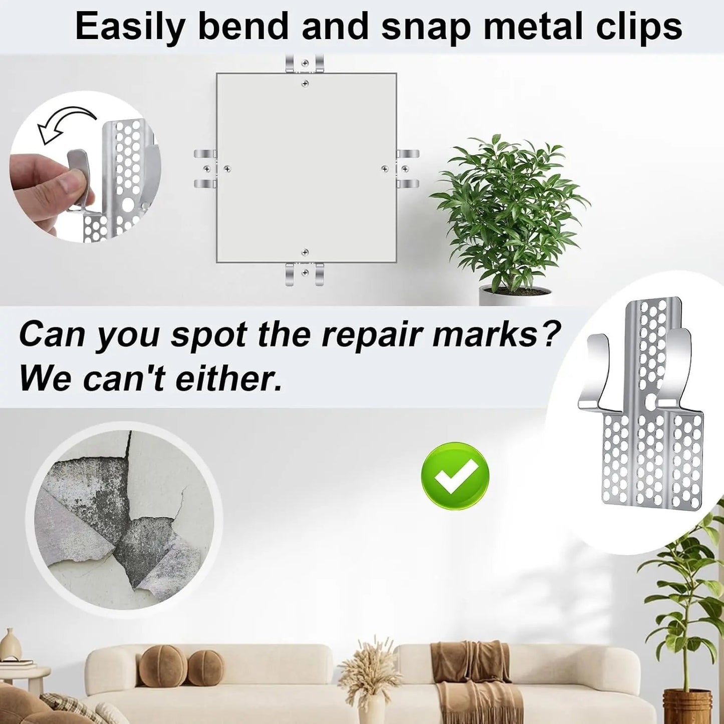 🛠️🔩No-Stud Drywall Repair Clips | Professional Wall Hole Repair Kit