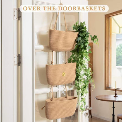 Decorative 3-Tier hanging organizer bag, over the door basket