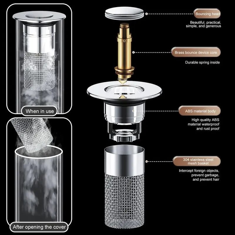 🔥Universal Drain Filter with Stainless Steel Filter Basket