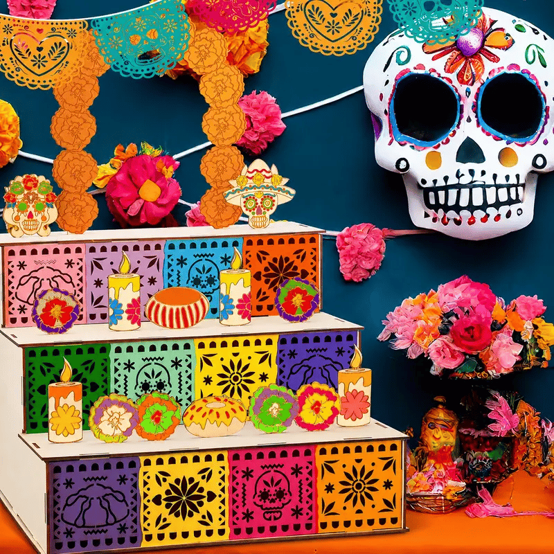 🔥Last Day 49% OFF - 🎃🏵️Day of the Dead Wooden Altar Display Set(📦Buy 2 Free Shipping)