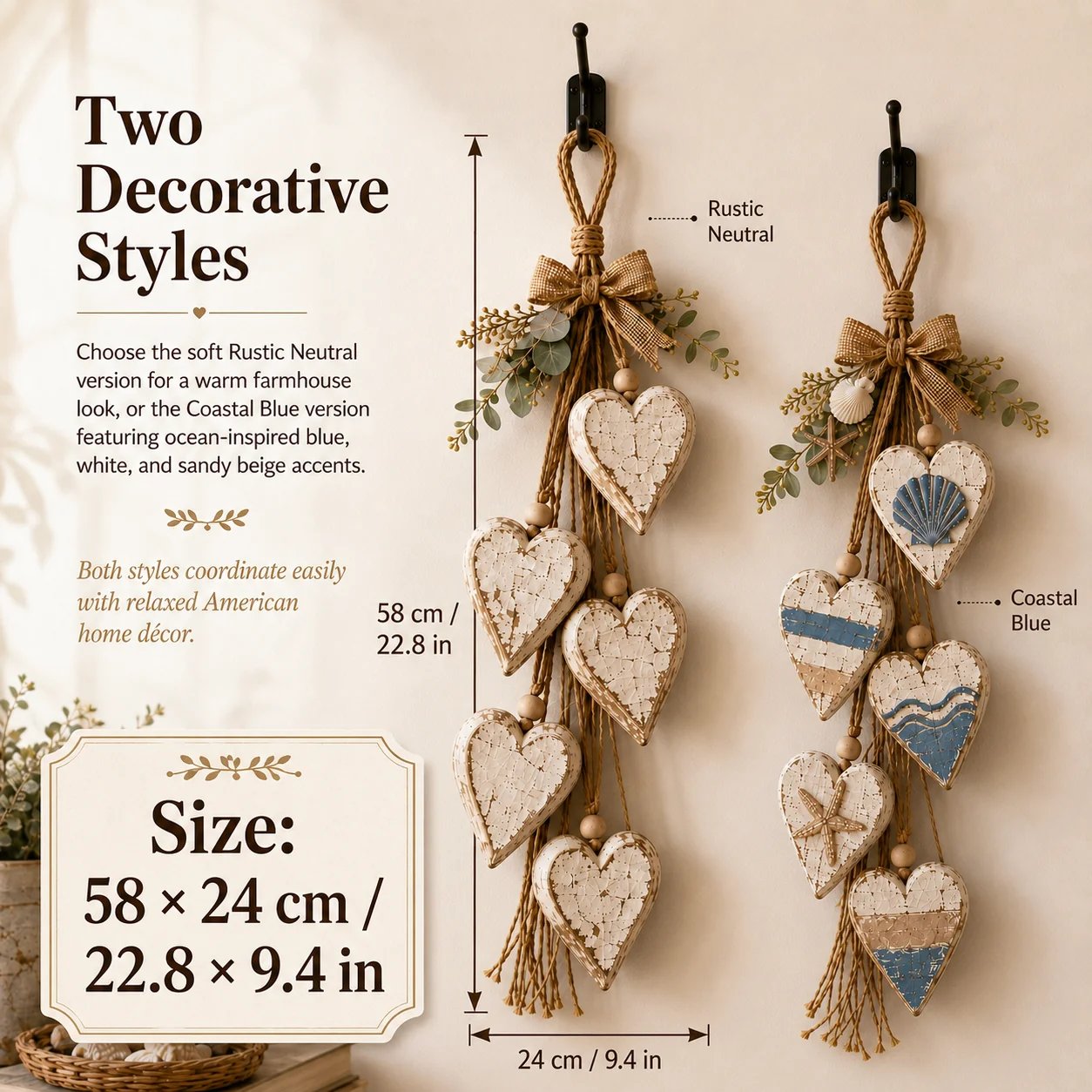 🍂🤎Hanging Heart Wall Decor