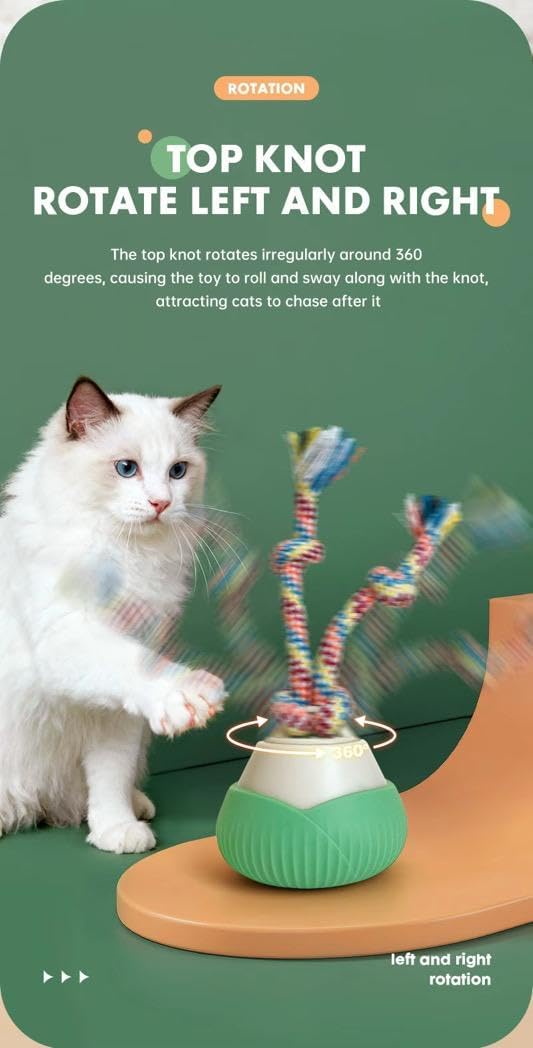 🐱Fun Automatic Toy for Cats & Small Dogs Rotating Rope, Safe & Rechargeable