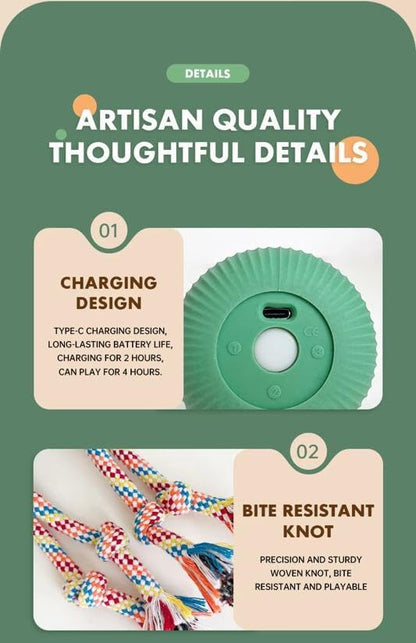 🐱Fun Automatic Toy for Cats & Small Dogs Rotating Rope, Safe & Rechargeable