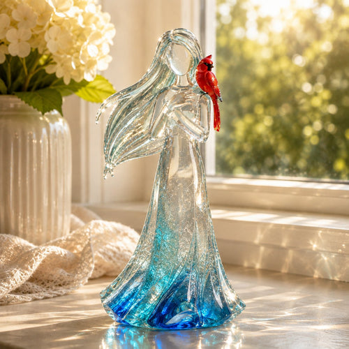 🐦 Cardinal Memorial Woman Figurine – ❤️ Crystal-Inspired Remembrance Gift for Loved Ones