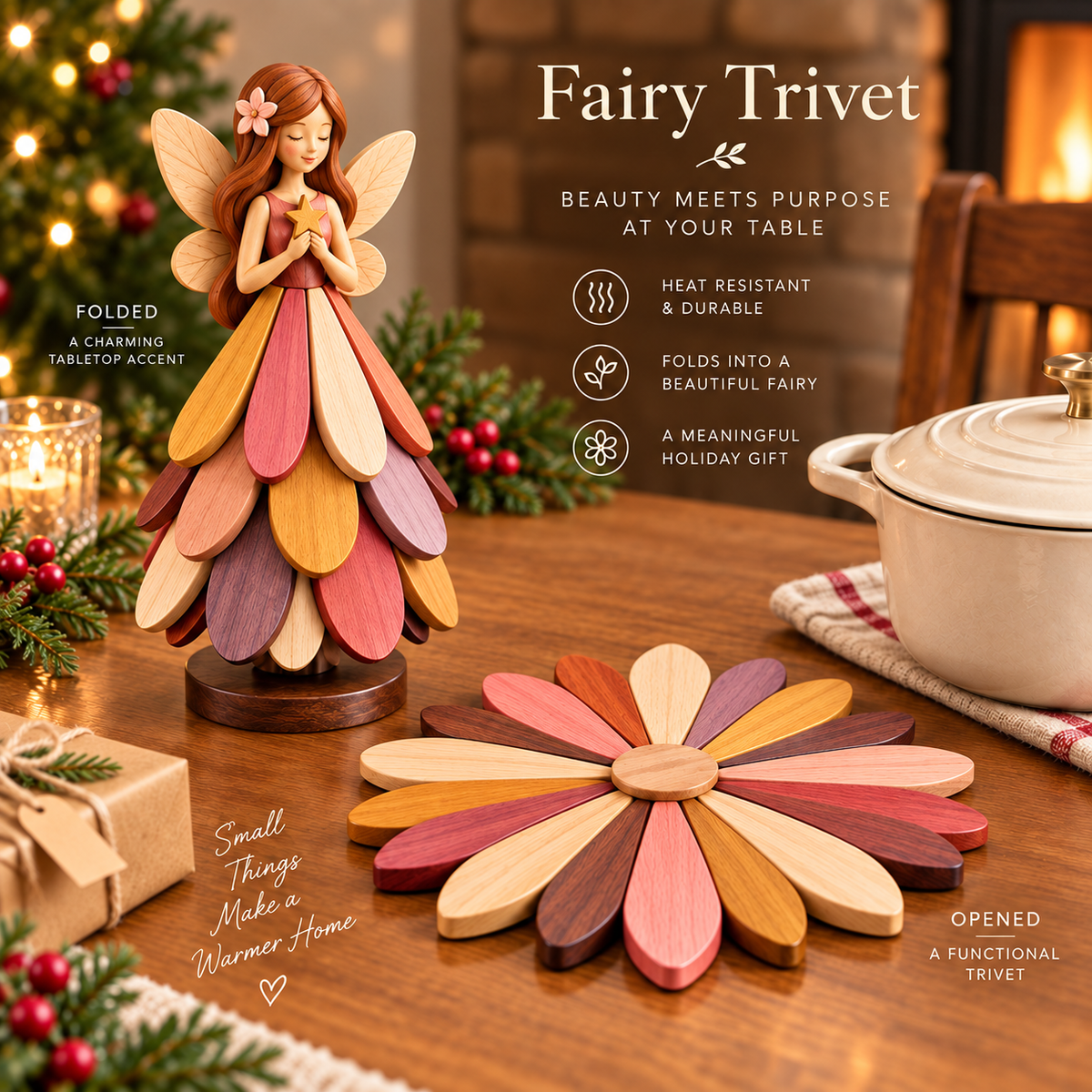 🔥 Last Day 50% OFF-🧚 Fairy Bloom Trivet – Folding Fairy Décor & Heat-Resistant Table Protector