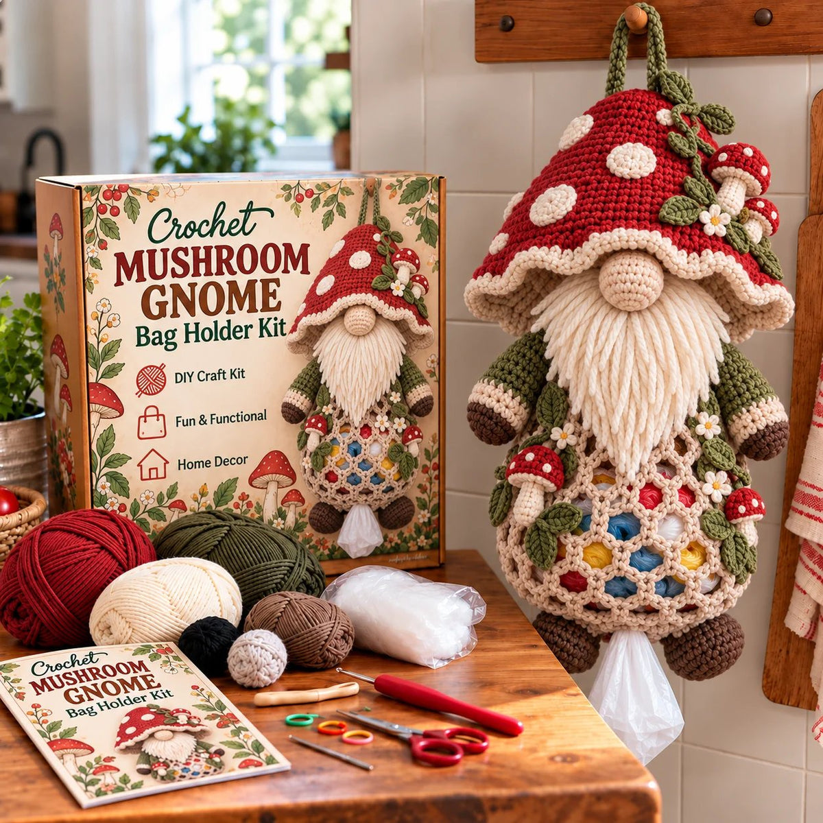 🧶 Gnome Kitchen Keepers | Crochet Bag Holder Collection 🌿