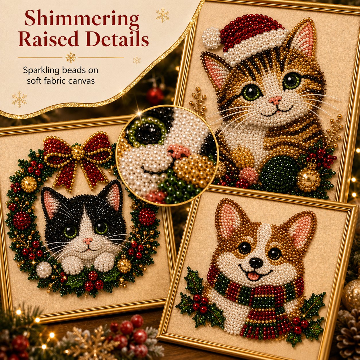 🎄LAST DAY 50% OFF – DIY Christmas Festive Pet Pearl Diamond Painting Art Kit With Frame