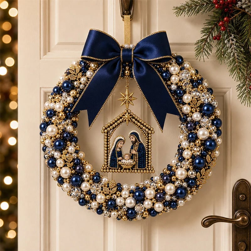 🎄✨ DIY Kit for a Christmas Wreath with Pearls – Handmade Christmas Door Decoration with Beads 💎🎀