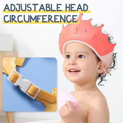 📢📢40% OFF !! ⏰ Kids' Ear Protective Cap – Waterproof Shower Hat, Adjustable & Cartoon Crown Design ✨