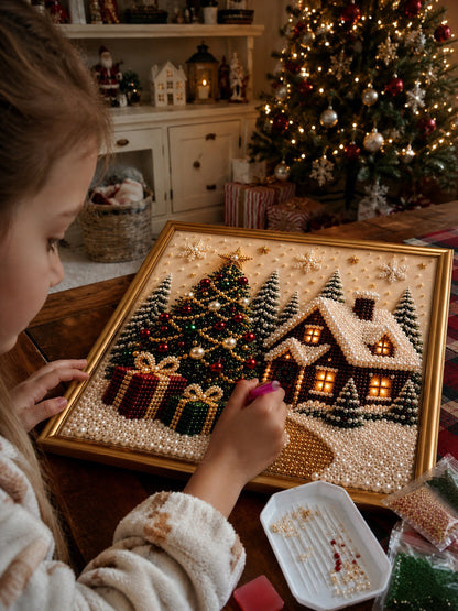 🎄Relaxing & Beginner-Friendly🎅 Premium 3D Pearl Christmas Wall Art Kit ⛄️❄️