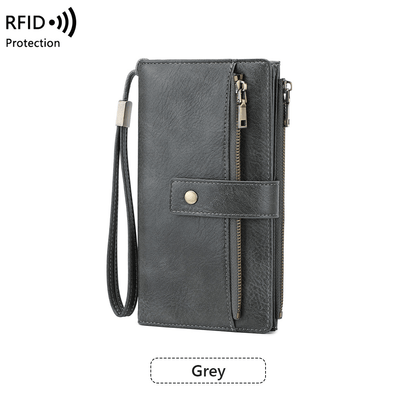 🔥Last Day 49% OFF-Women's long wallet, stylish clutch, elegant solid color RFID blocking leather wallet